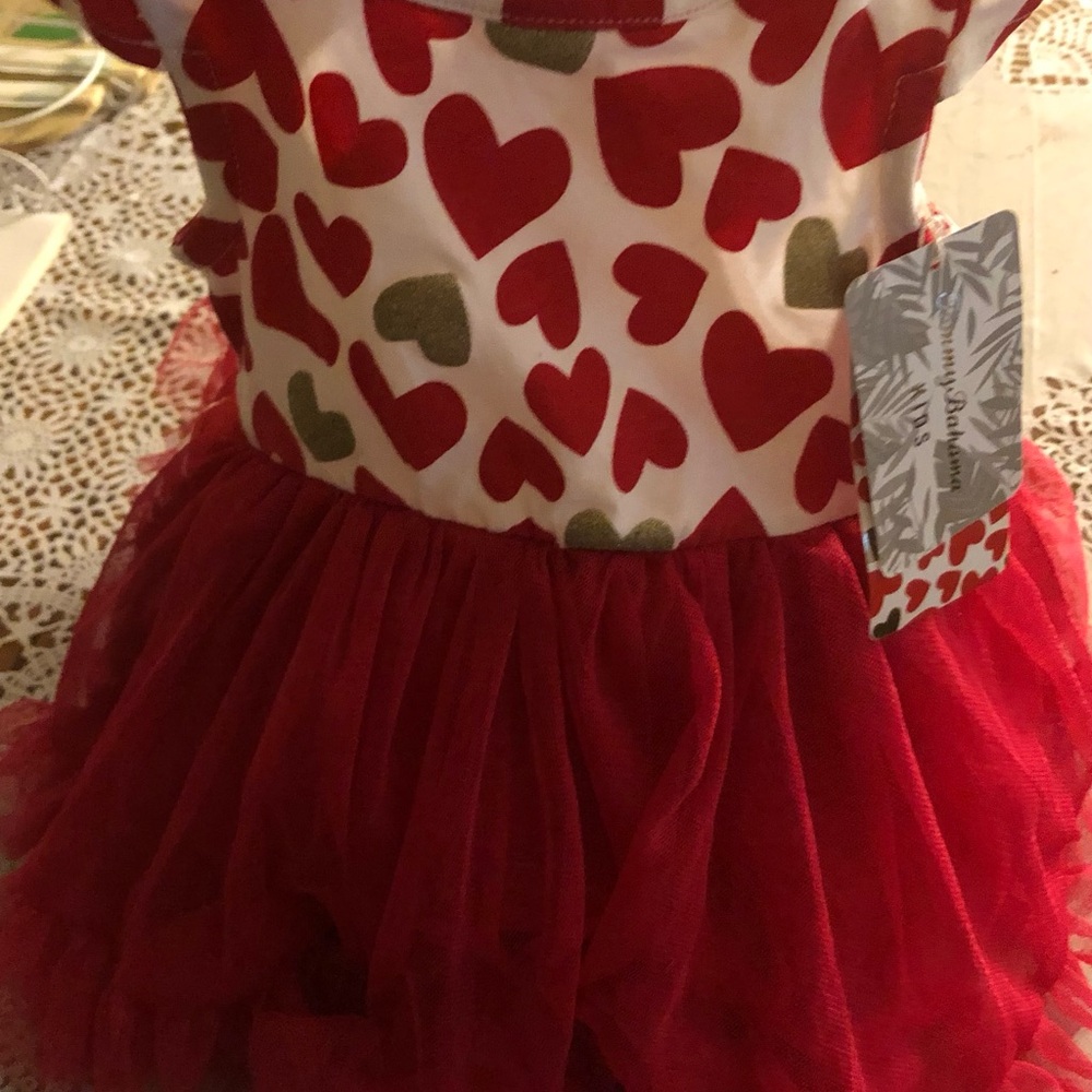 Tommy Bahama Tutu Red Heart Dress & Matching Headband Size 0/3 Moths  NEW